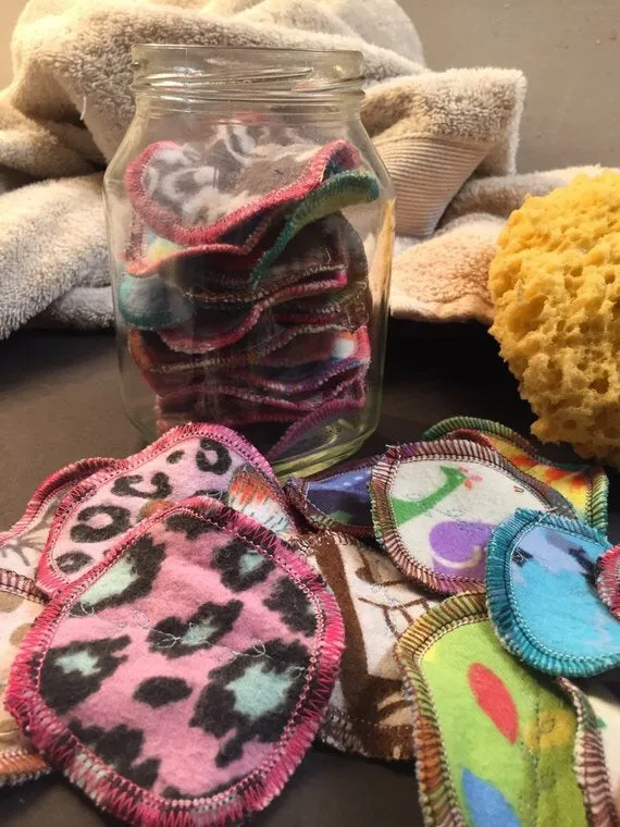 13 MamaBear Organic Hemp Fleece Rounds, Reusable Cotton Balls, Facial Rounds - Baker's Dozen Set