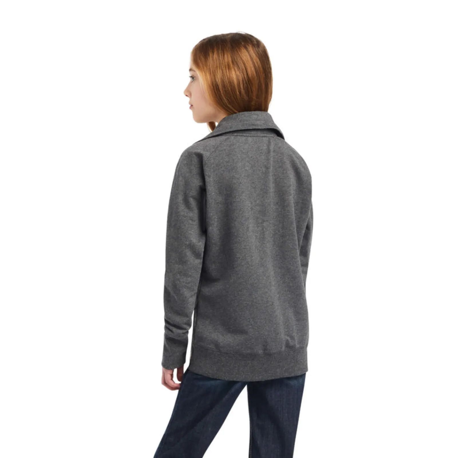 Ariat® Girl's Team Logo Full Zip Charcoal Grey Sweatshirt 10041370