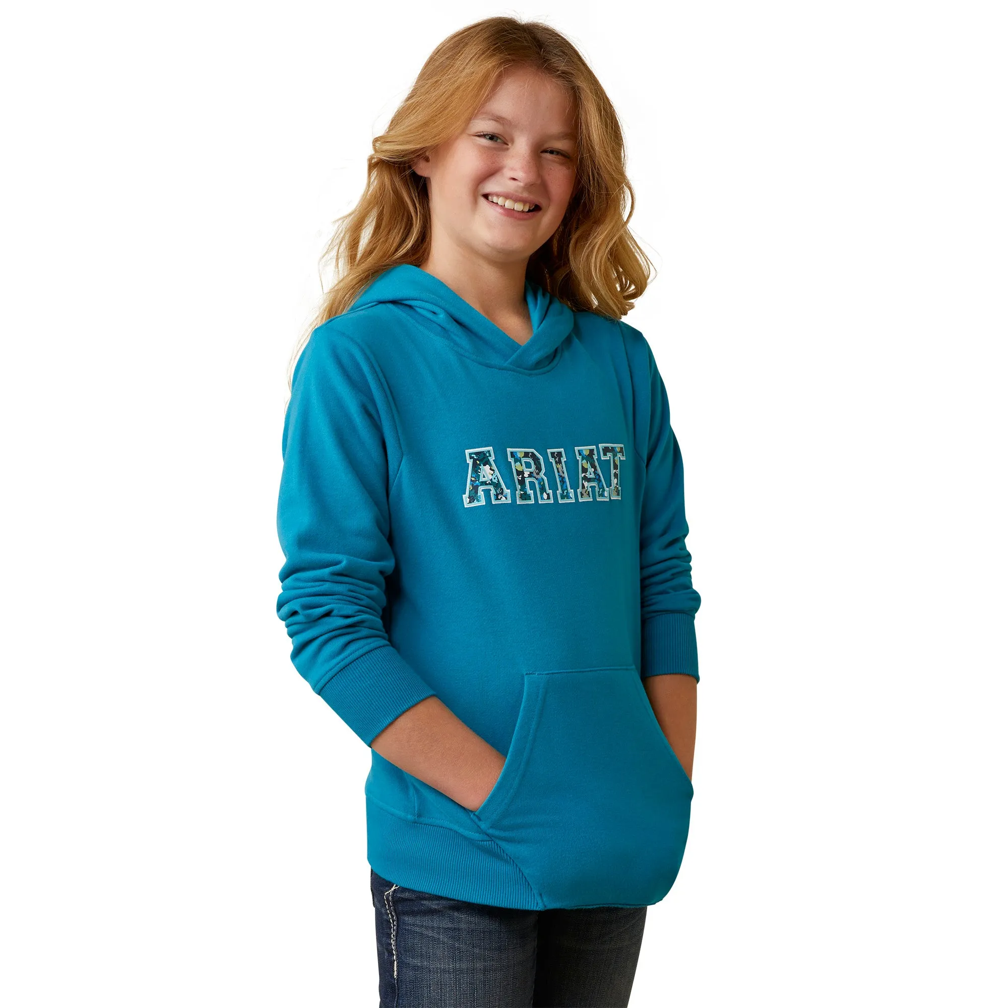 Ariat® Youth Girl's 3D Logo 2.0 Mosaic Blue Hoodie 10043322