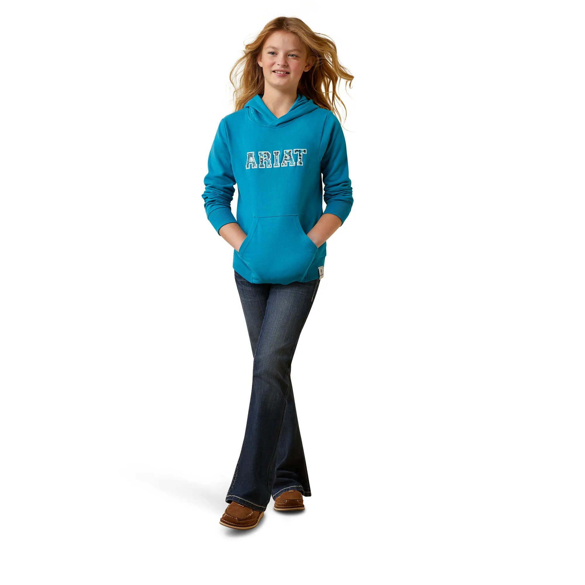 Ariat® Youth Girl's 3D Logo 2.0 Mosaic Blue Hoodie 10043322