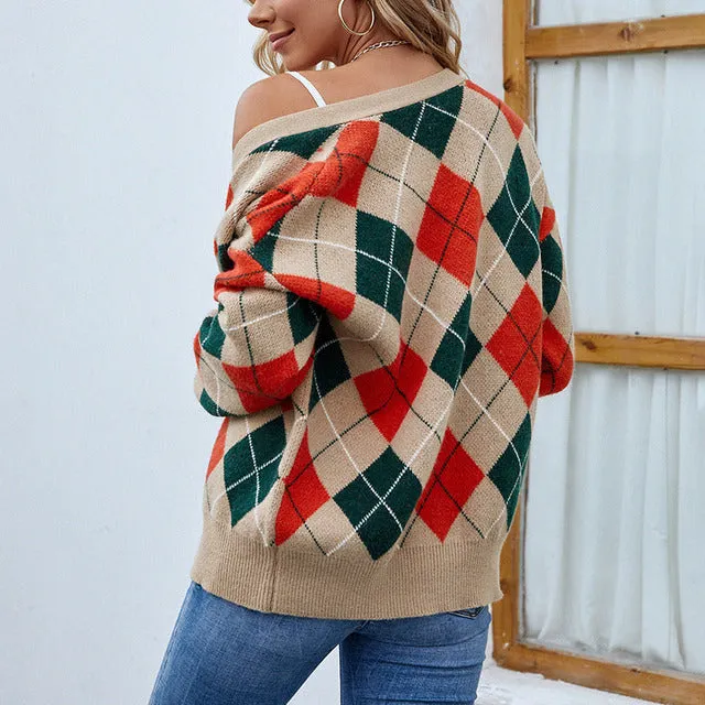BerryBetty - Casual Geometric Knitted Cardigan