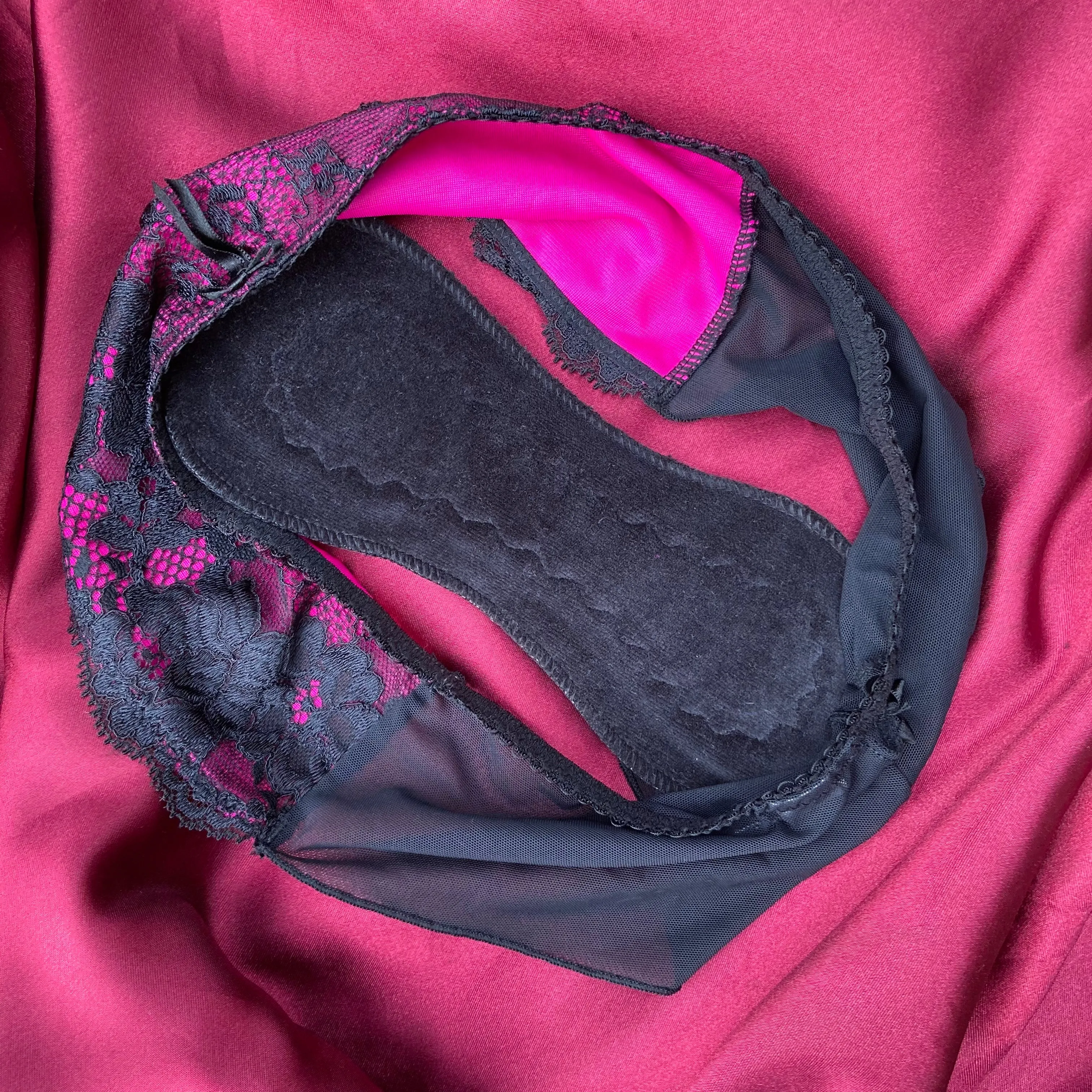 Black Maxi-Petite Pad - Organic Cotton Velour Reusable Sanitary Pad Incontinence Pad