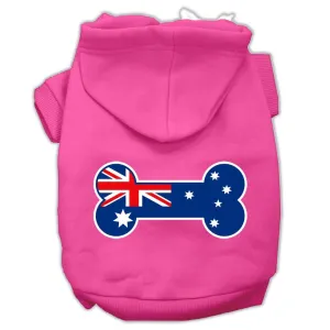 Bone Shaped Australian Flag Screen Print Pet Hoodies Bright Pink Size L (14)