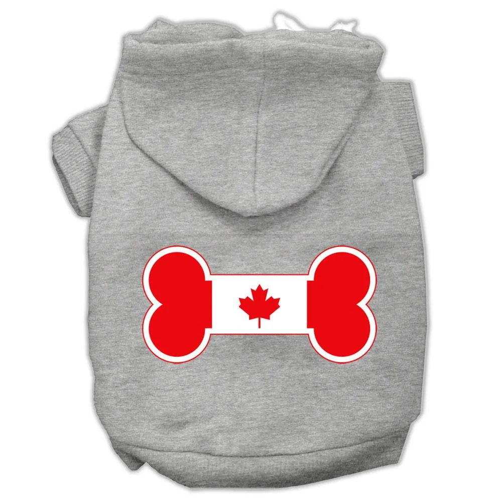 Bone Shaped Canadian Flag Screen Print Pet Hoodies Grey Xxxl(20)