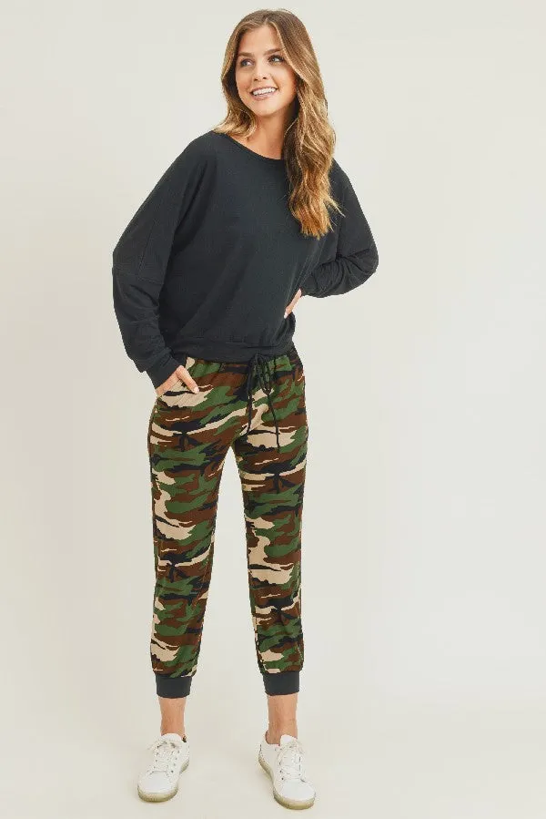Camo Print High Rise Joggers