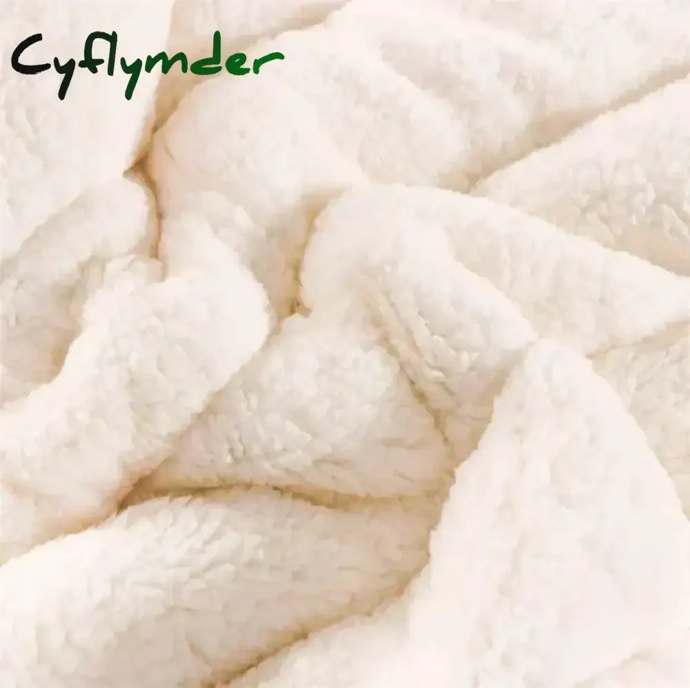 Cyflymder Coral Fleece Autumn Winter Warm Blankets for Bed 3 Layers Thicken Flannel Blanket Quilt Soft Comfortable Warmth Quilts Washable