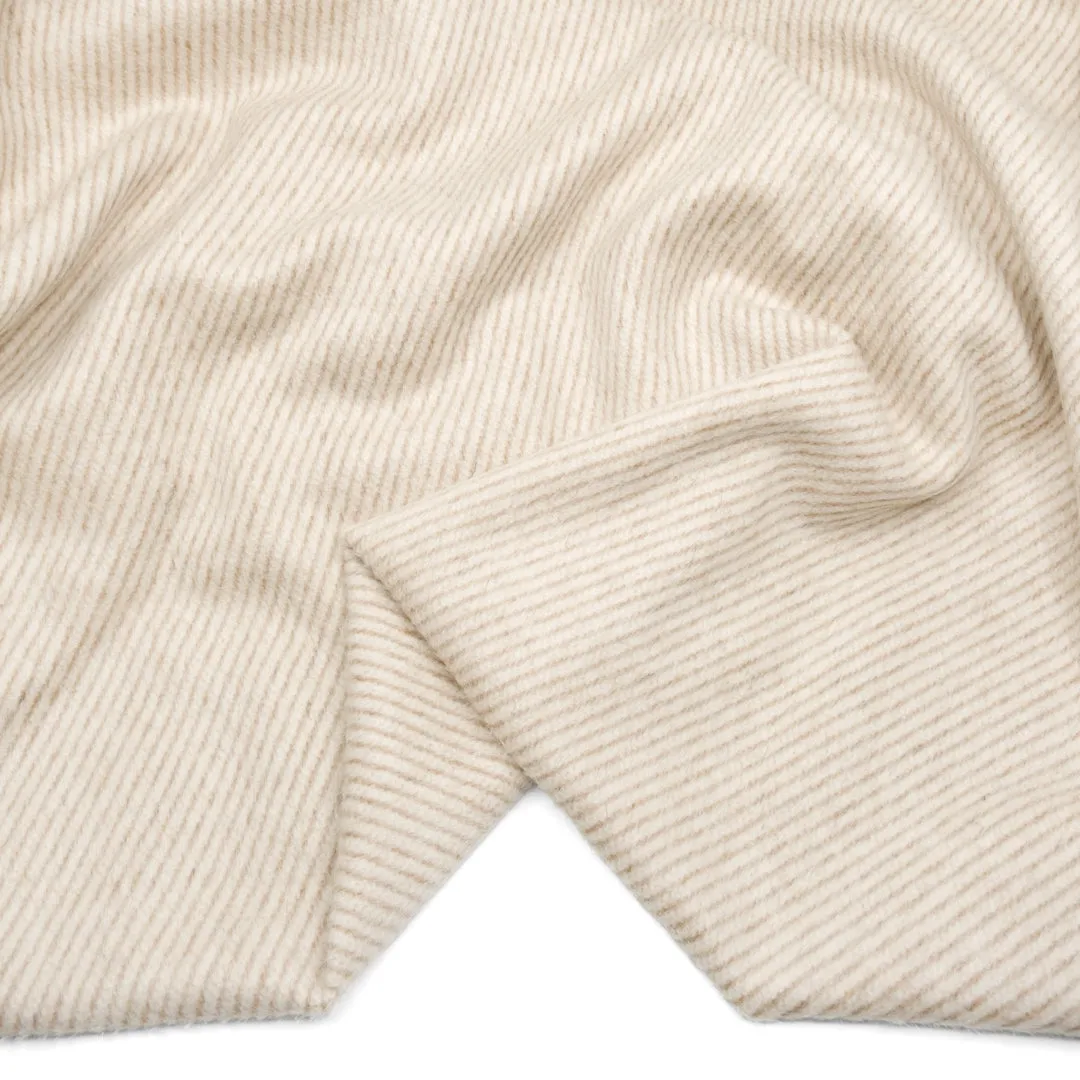 Deadstock Stripe Wool Blend Coating - Ivory/Biscuit