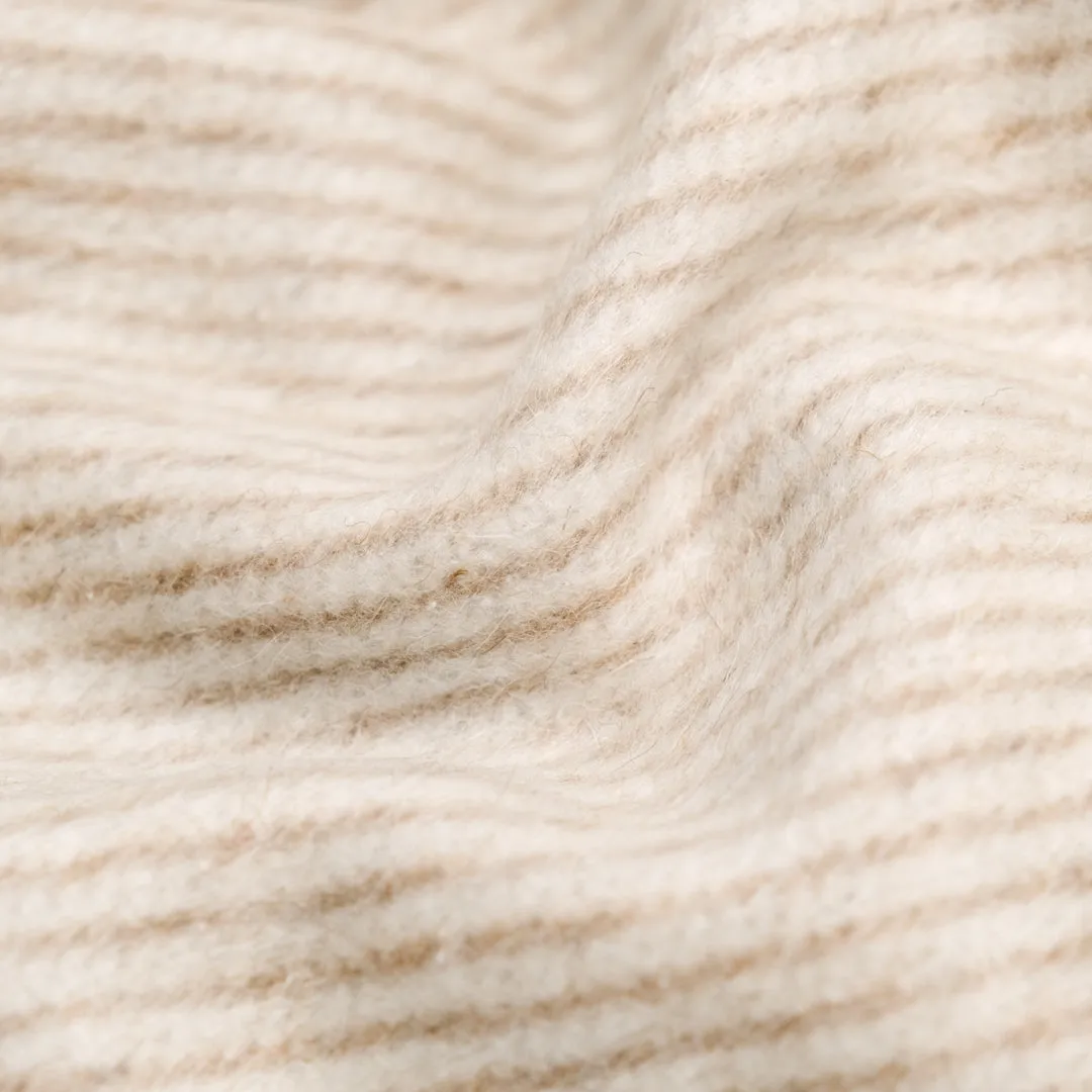 Deadstock Stripe Wool Blend Coating - Ivory/Biscuit