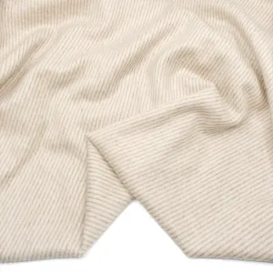 Deadstock Stripe Wool Blend Coating - Ivory/Biscuit