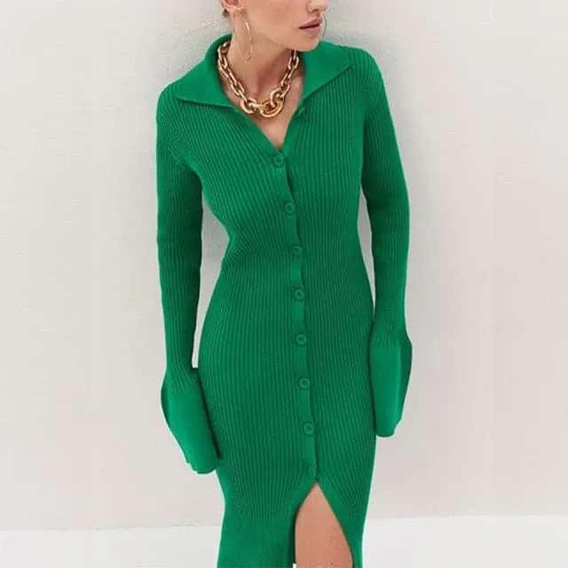 DressBetty - Knitted Sexy V Neck Dress Sweater