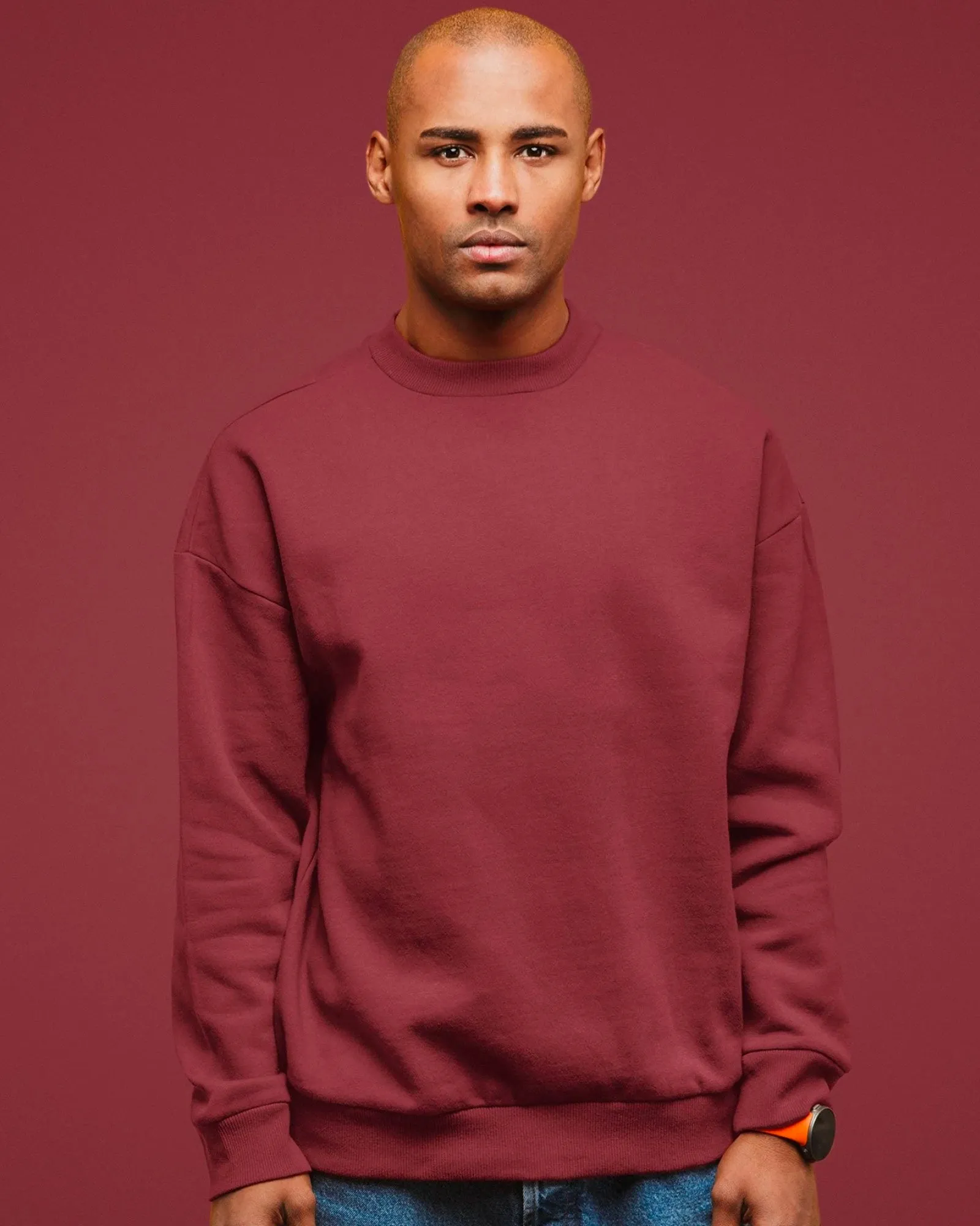 Drop Shoulder Sweatshirt: Crimson