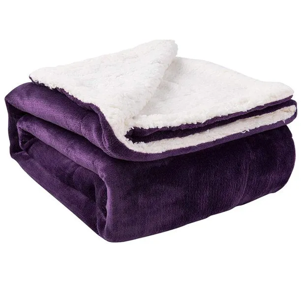 Fantaslook Sherpa Fleece Blankets Double Reversible Comforter for Bed Warm Soft Flannel Twin Blanket
