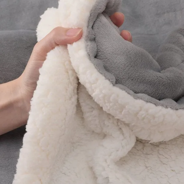 Fantaslook Sherpa Fleece Blankets Double Reversible Comforter for Bed Warm Soft Flannel Twin Blanket