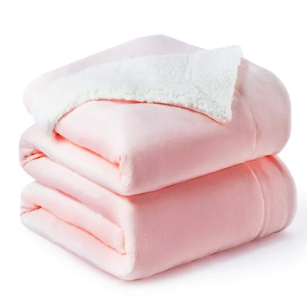 Fantaslook Sherpa Fleece Blankets Double Reversible Comforter for Bed Warm Soft Flannel Twin Blanket