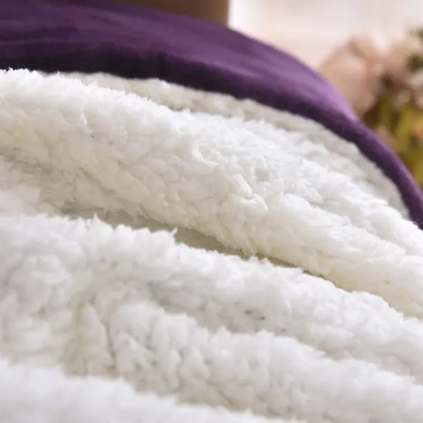 Fantaslook Sherpa Fleece Blankets Double Reversible Comforter for Bed Warm Soft Flannel Twin Blanket