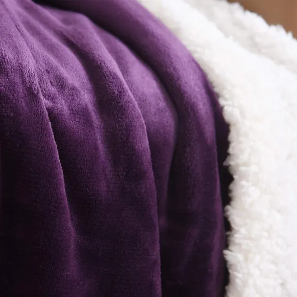 Fantaslook Sherpa Fleece Blankets Double Reversible Comforter for Bed Warm Soft Flannel Twin Blanket