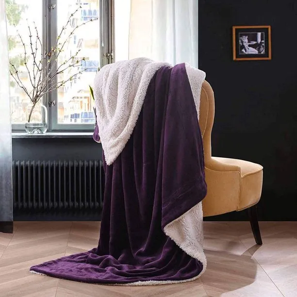 Fantaslook Sherpa Fleece Blankets Double Reversible Comforter for Bed Warm Soft Flannel Twin Blanket