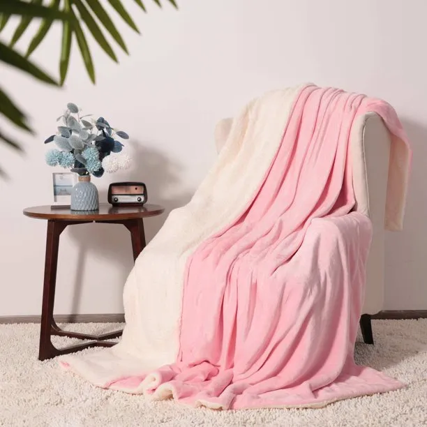 Fantaslook Sherpa Fleece Blankets Double Reversible Comforter for Bed Warm Soft Flannel Twin Blanket