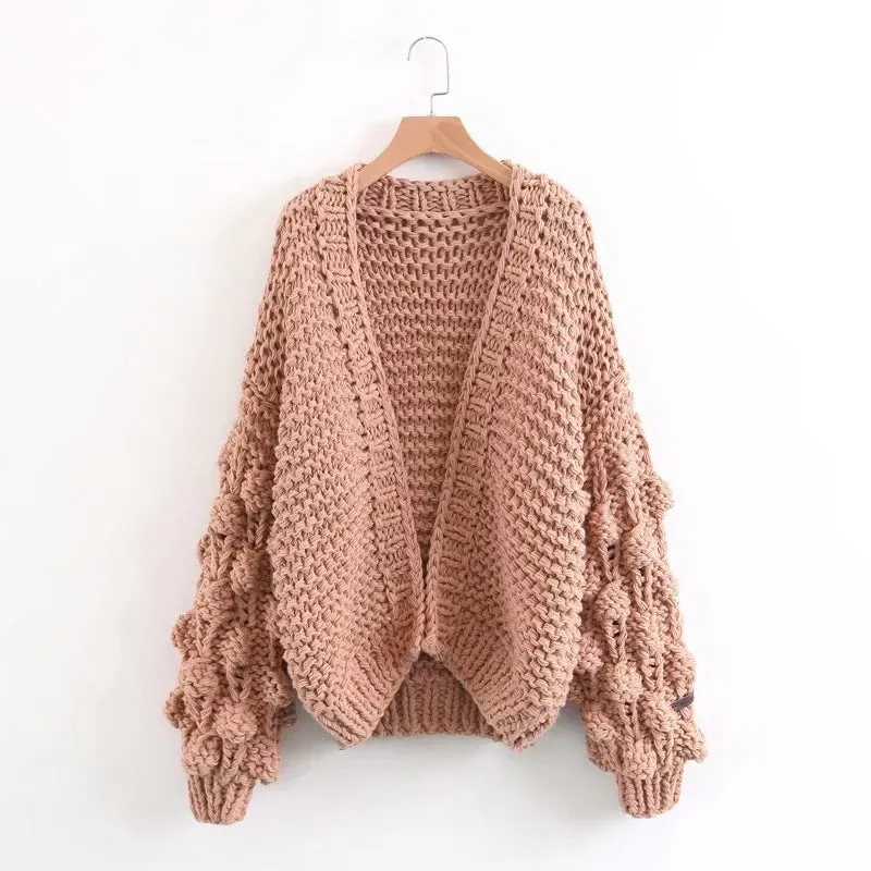 Fashion Thick Wool Hand-knitted Sweater Cardigan Coat