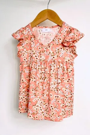 Floral V-neck Ruffle Sleeve Top