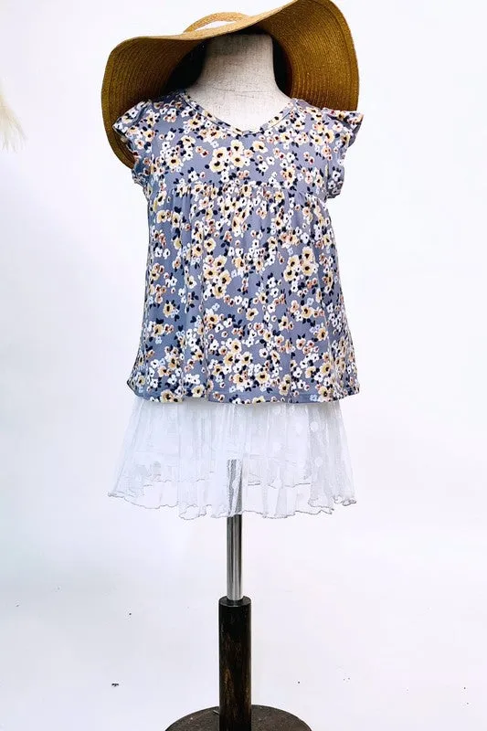 Floral V-neck Ruffle Sleeve Top