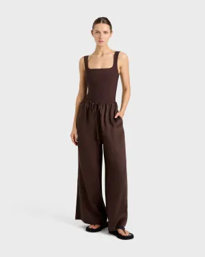 Fluid Drawstring Pant - Mocha
