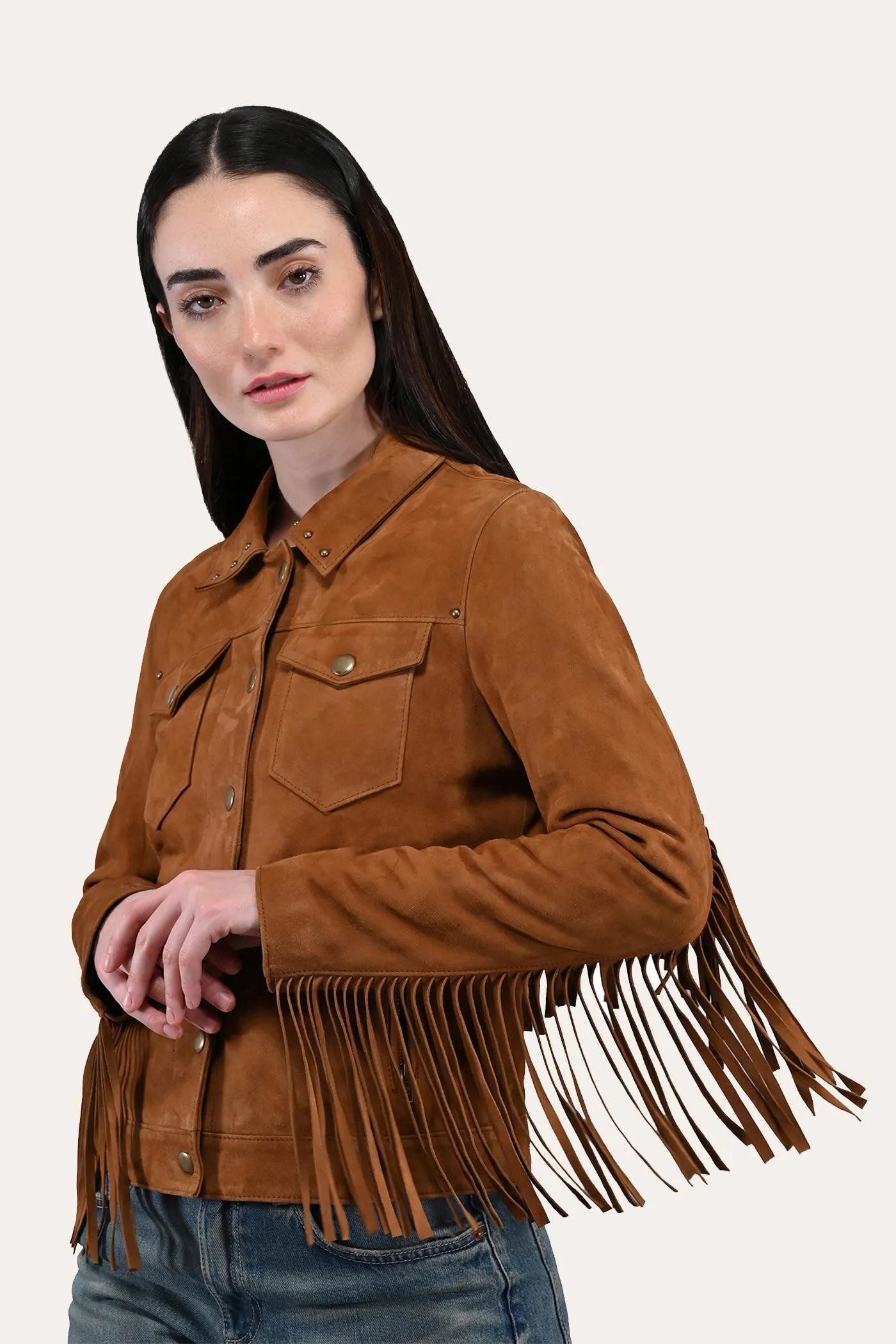 Frye Oxblood Fringed Jacket