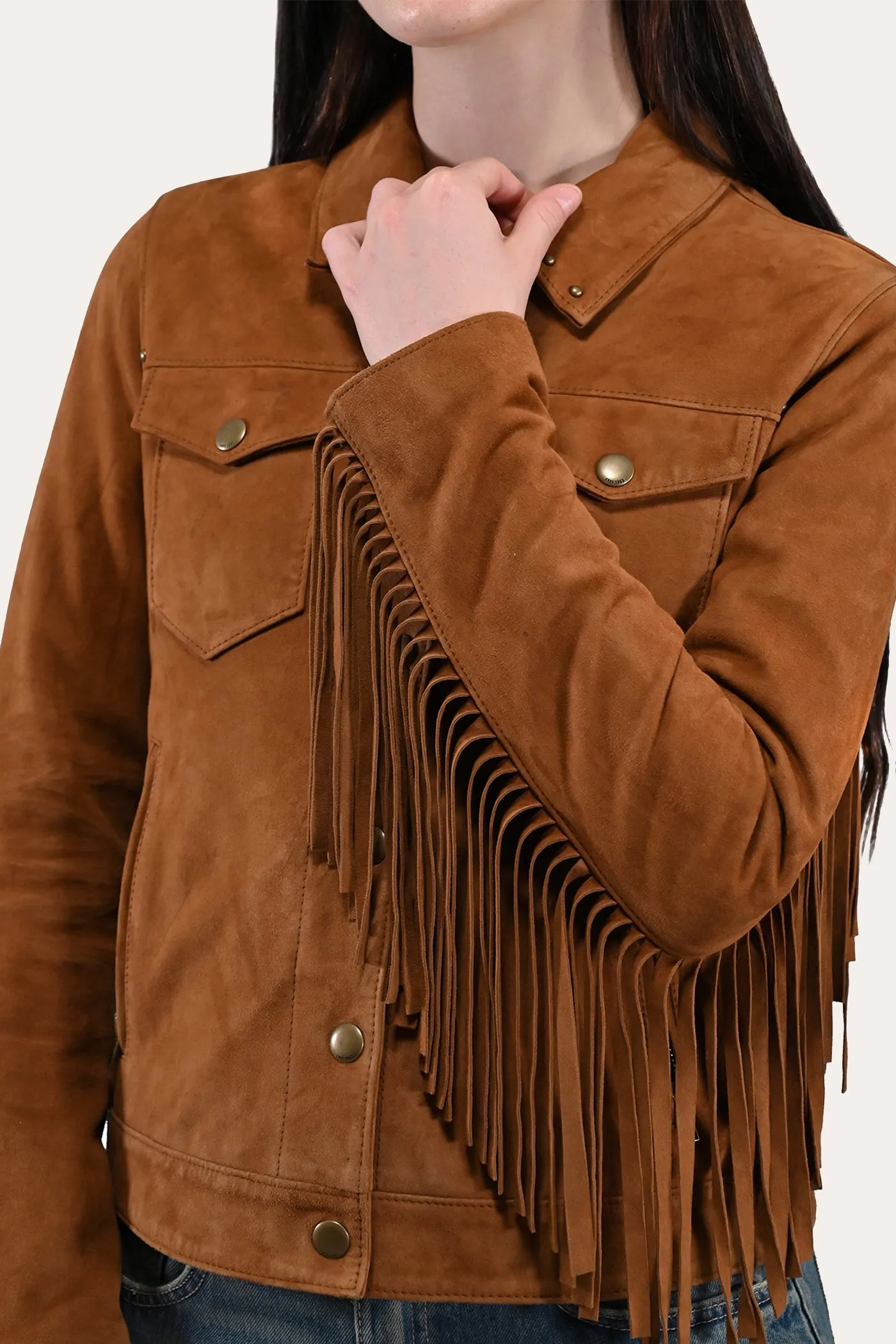 Frye Oxblood Fringed Jacket