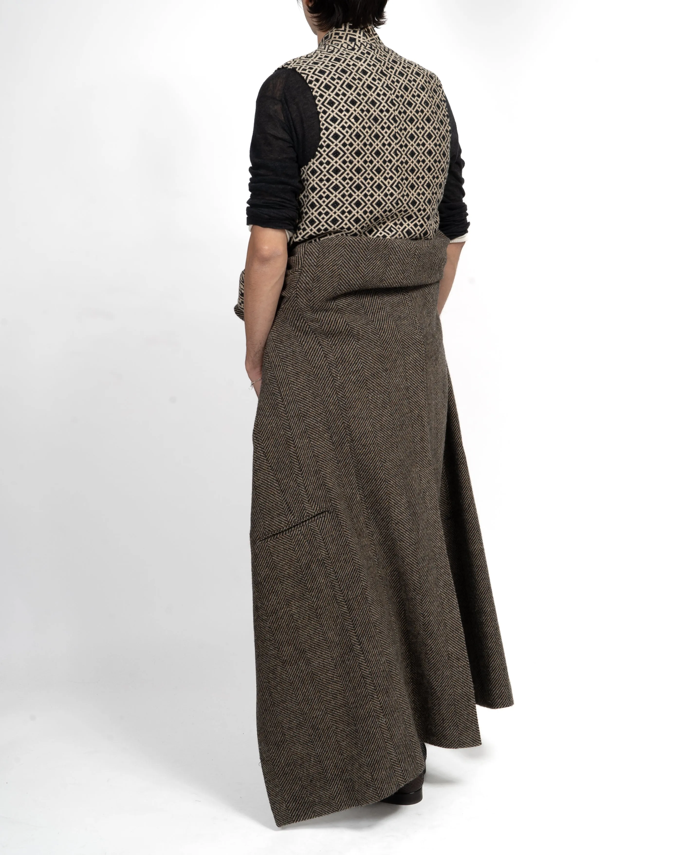 FW14 Longcoat in Camel & Black Chevron Wool