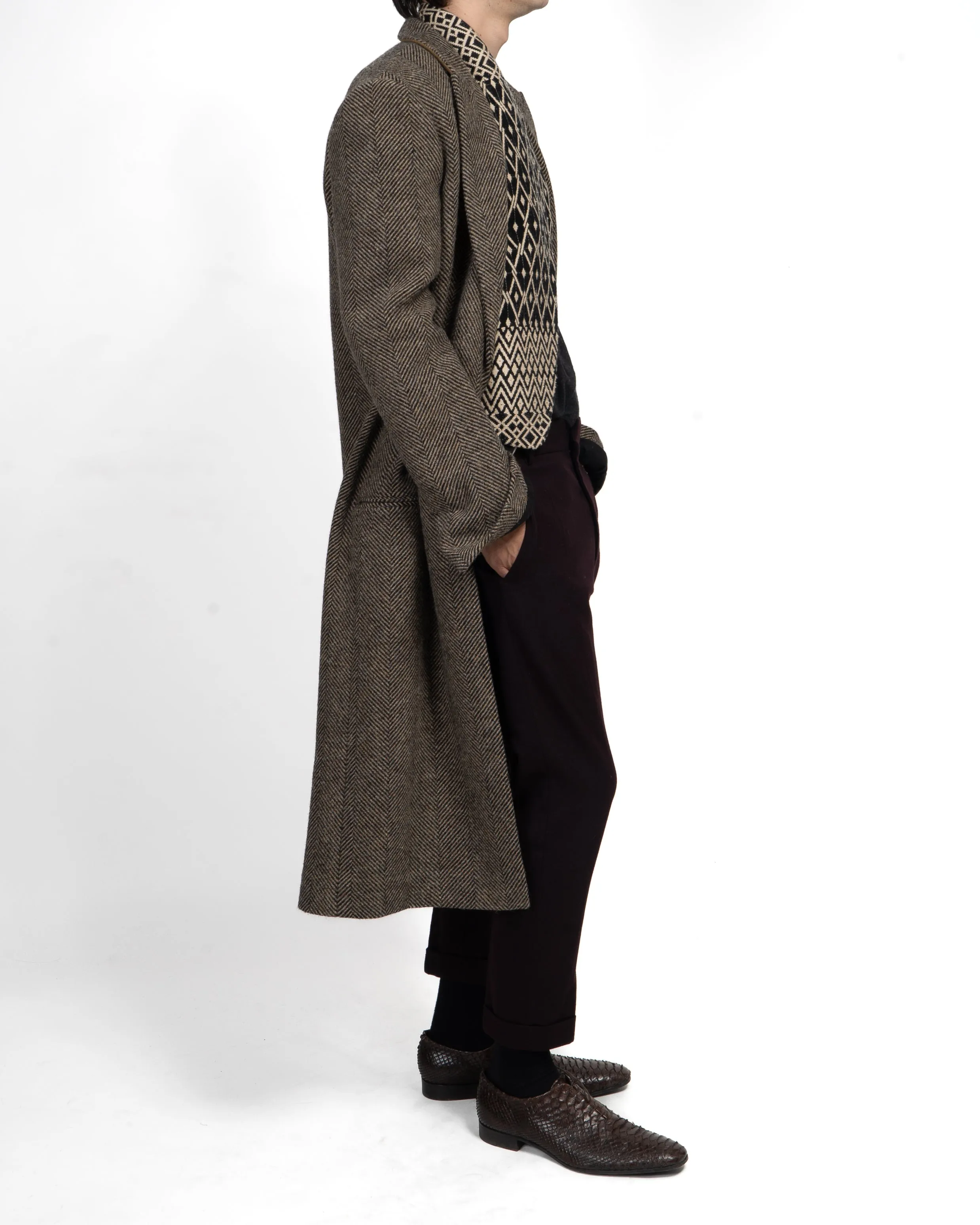 FW14 Longcoat in Camel & Black Chevron Wool