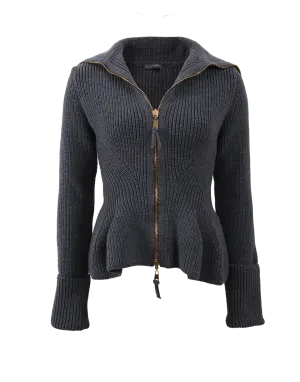 High Collar Peplum Cardigan