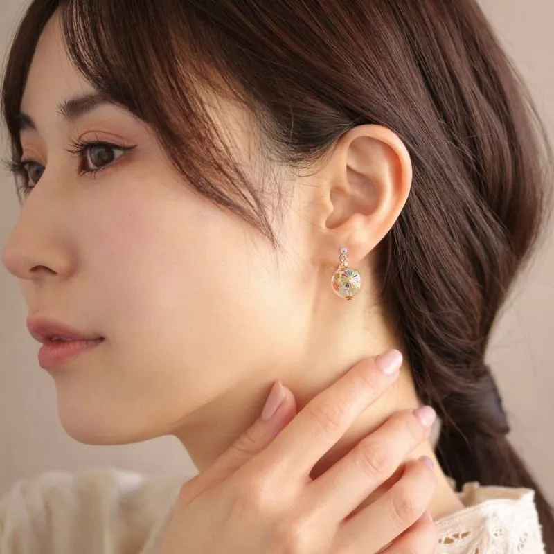 Japanese Pattern Bead Invisible Clip On Earrings