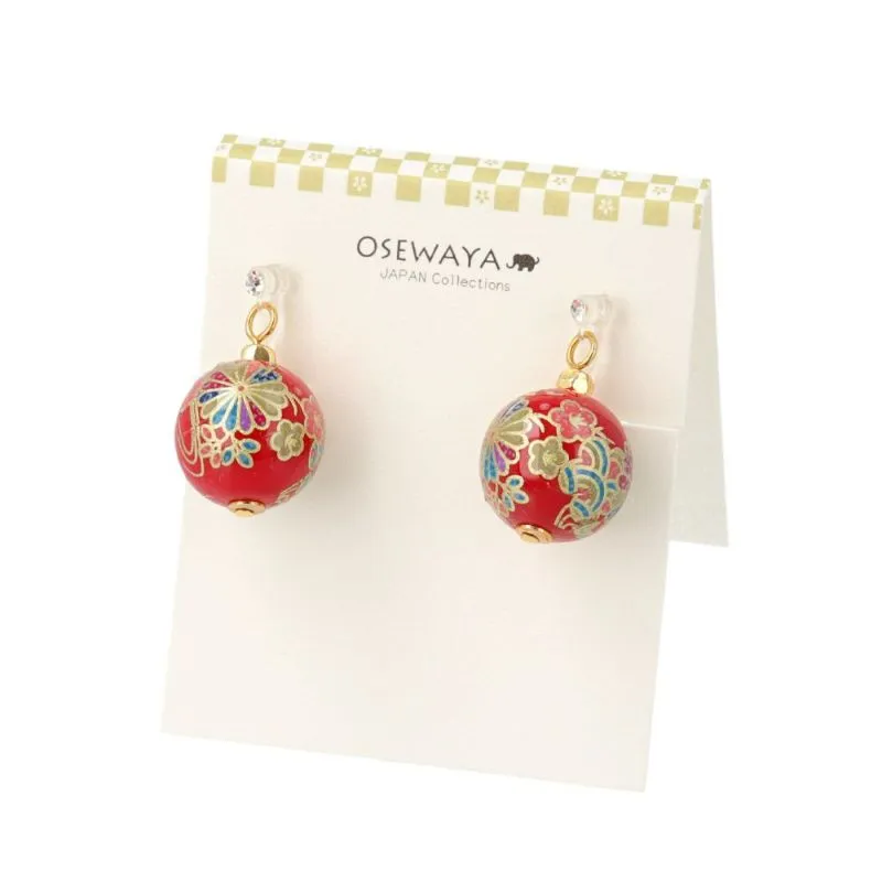 Japanese Pattern Bead Invisible Clip On Earrings