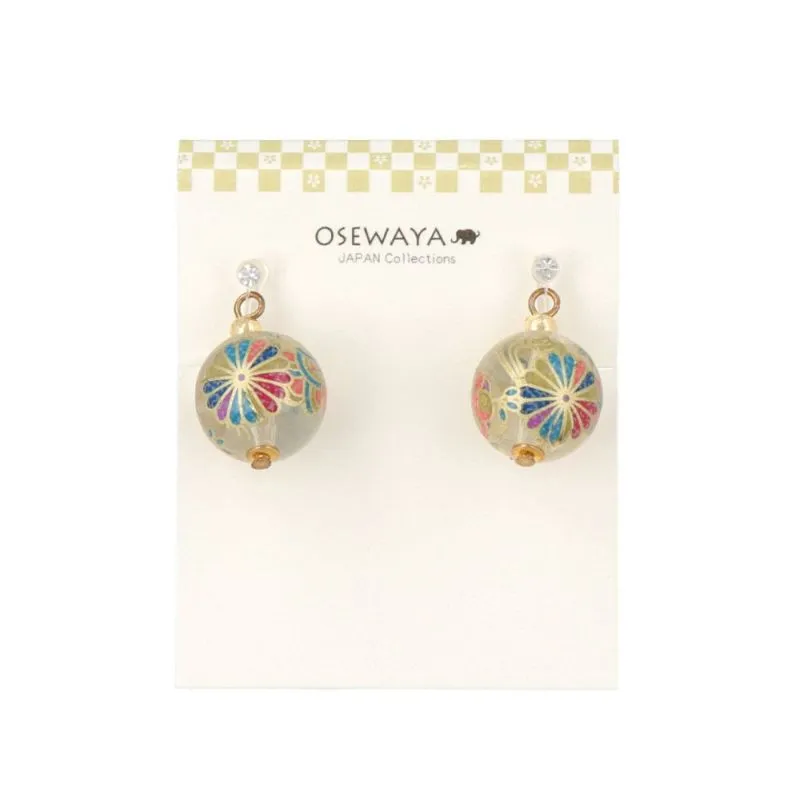 Japanese Pattern Bead Invisible Clip On Earrings