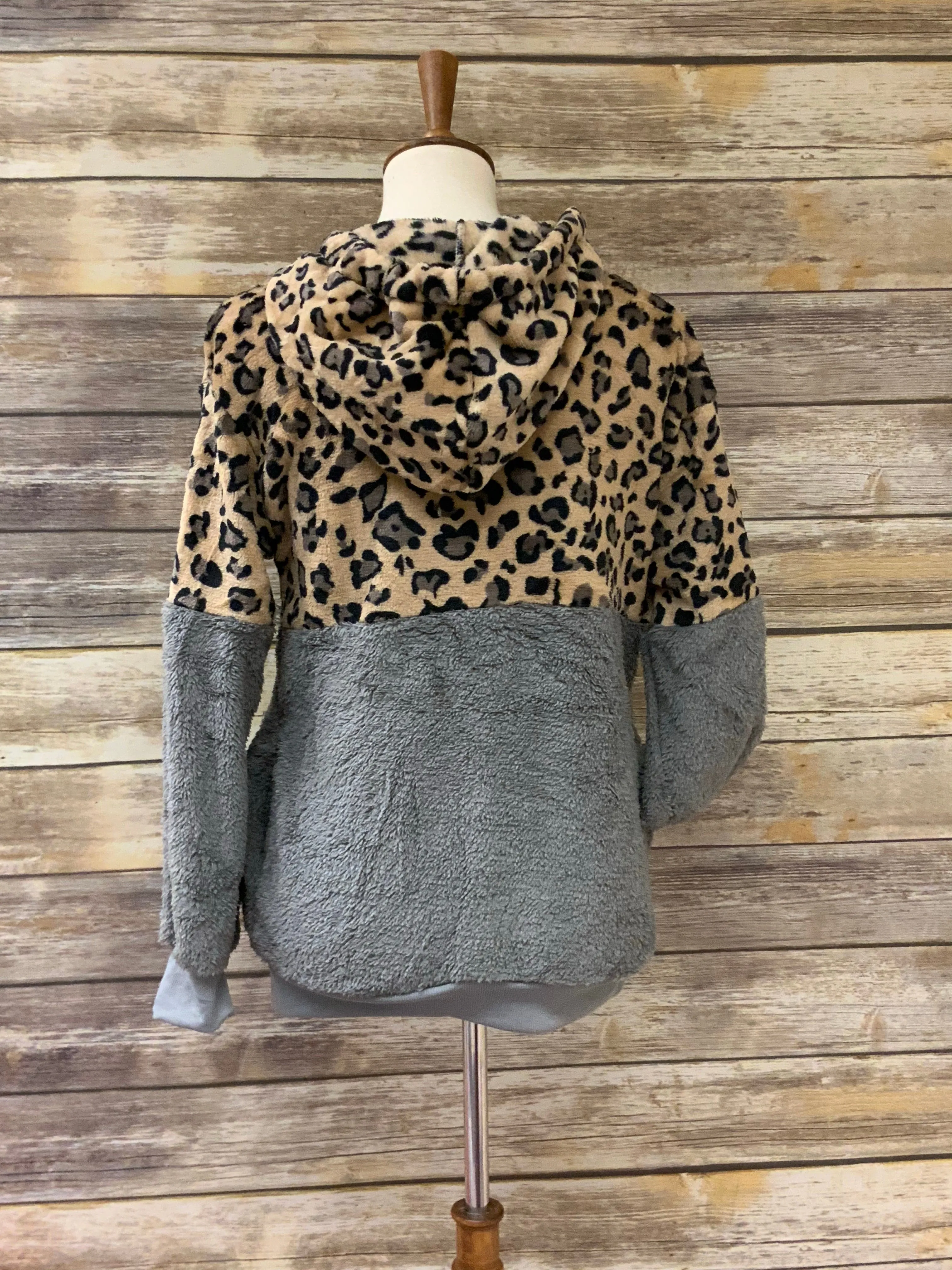Leopard Soft Sherpa Hooded Pullover