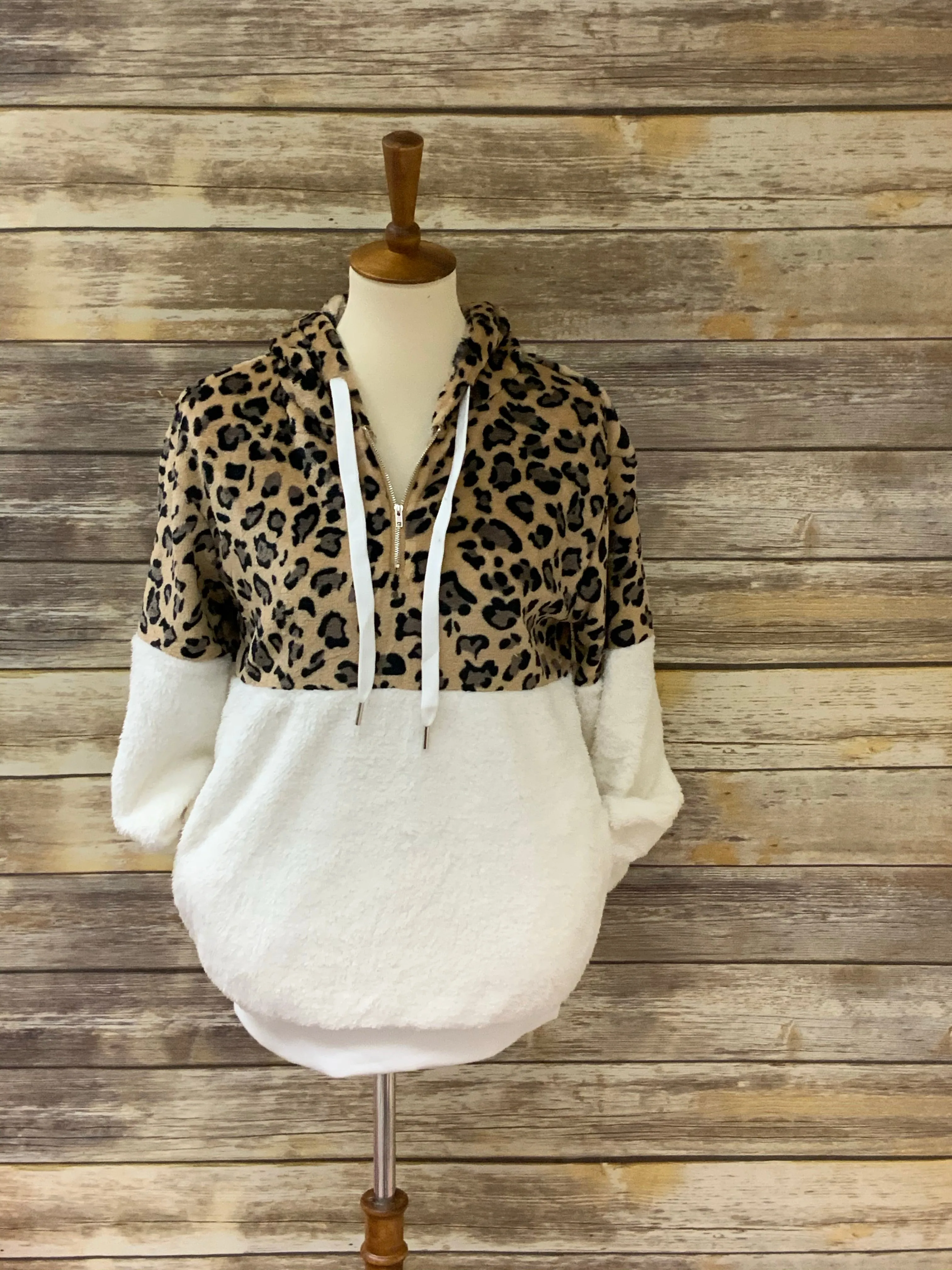 Leopard Soft Sherpa Hooded Pullover
