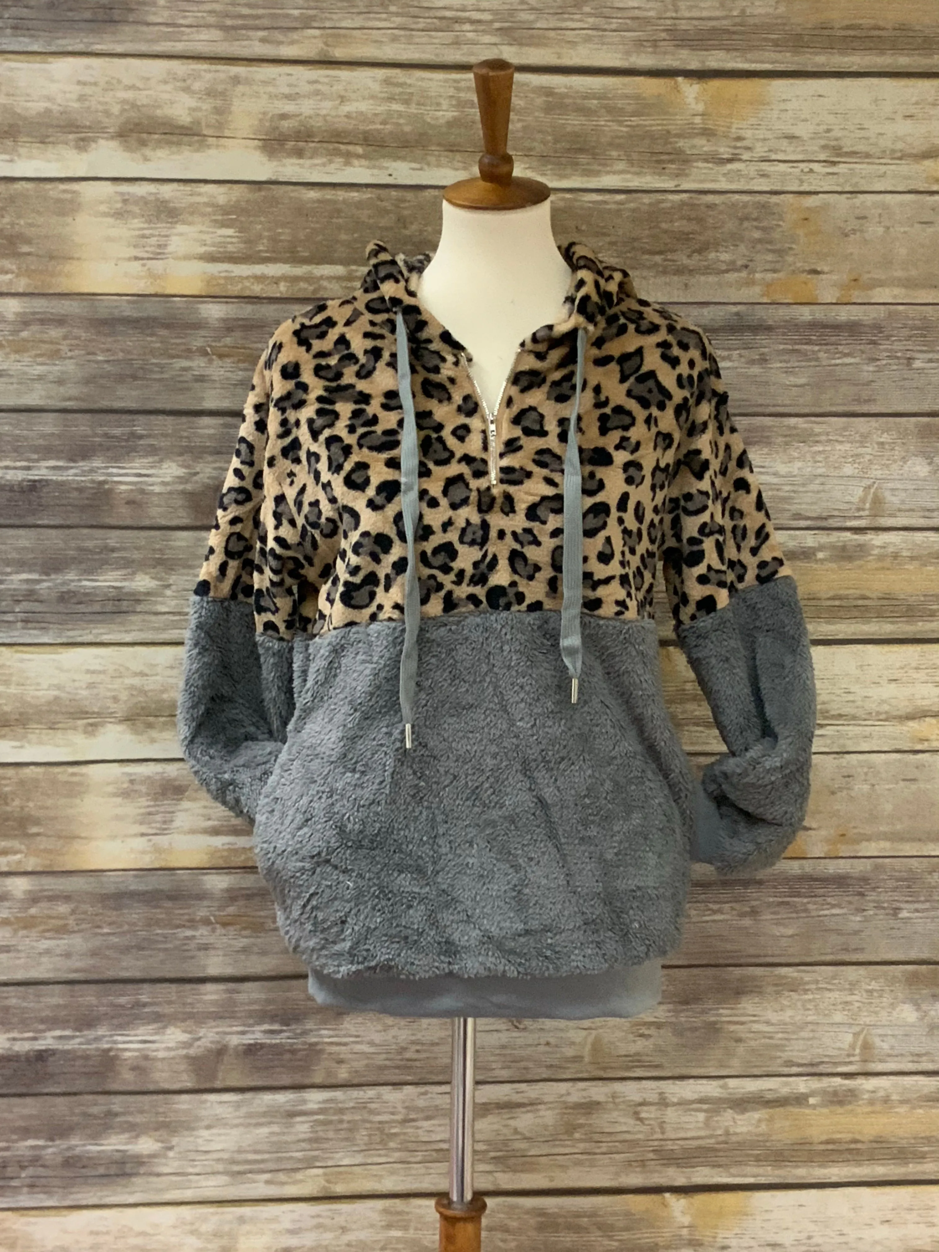 Leopard Soft Sherpa Hooded Pullover