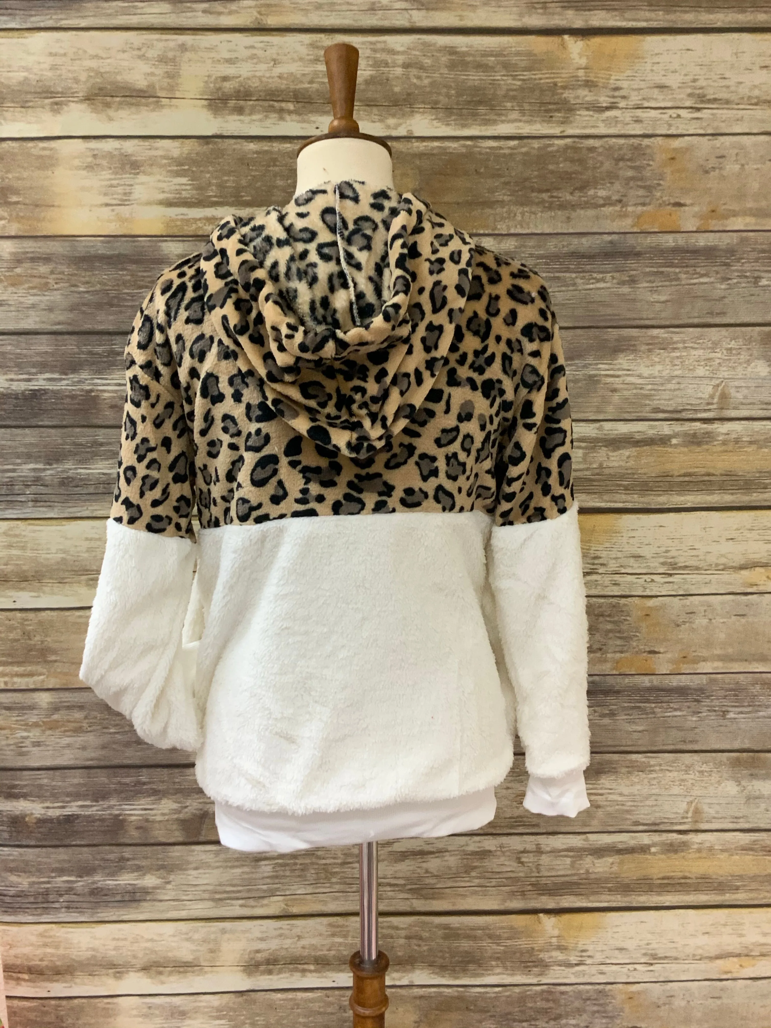 Leopard Soft Sherpa Hooded Pullover