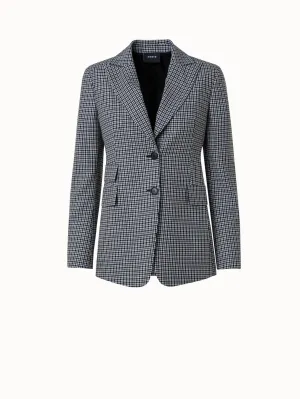 Microcheck Wool Long Jacket