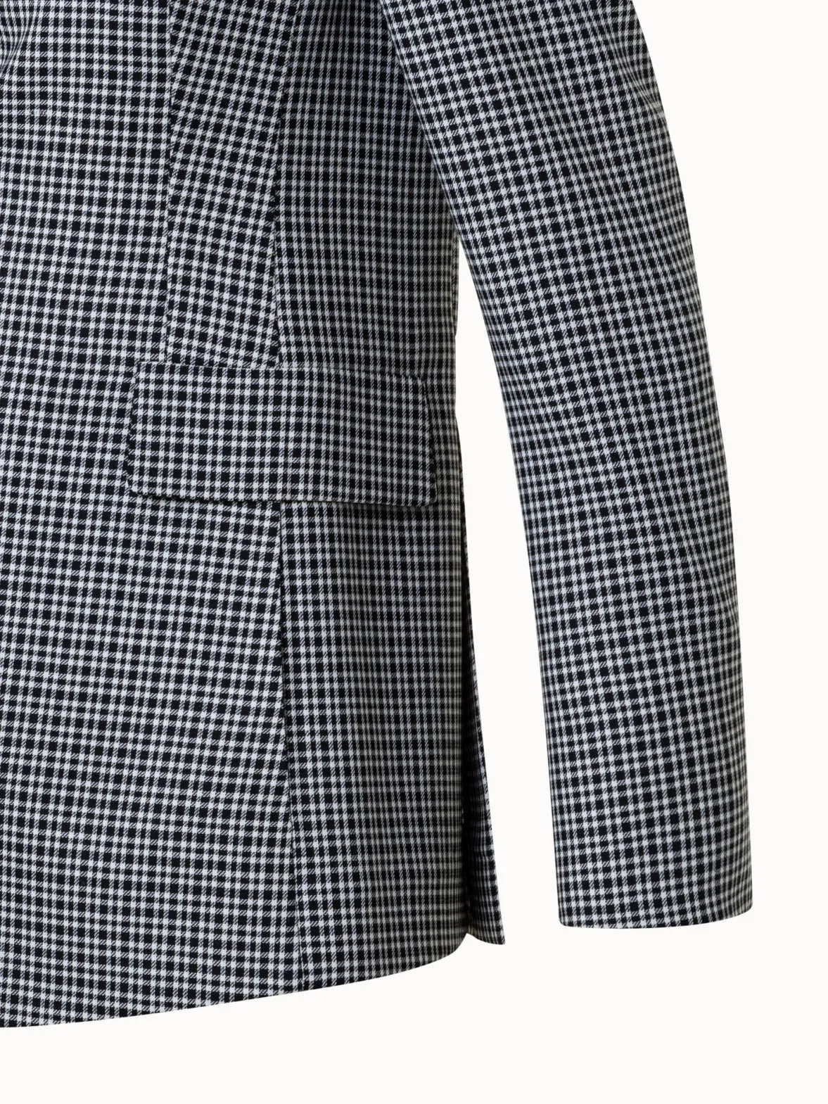 Microcheck Wool Long Jacket