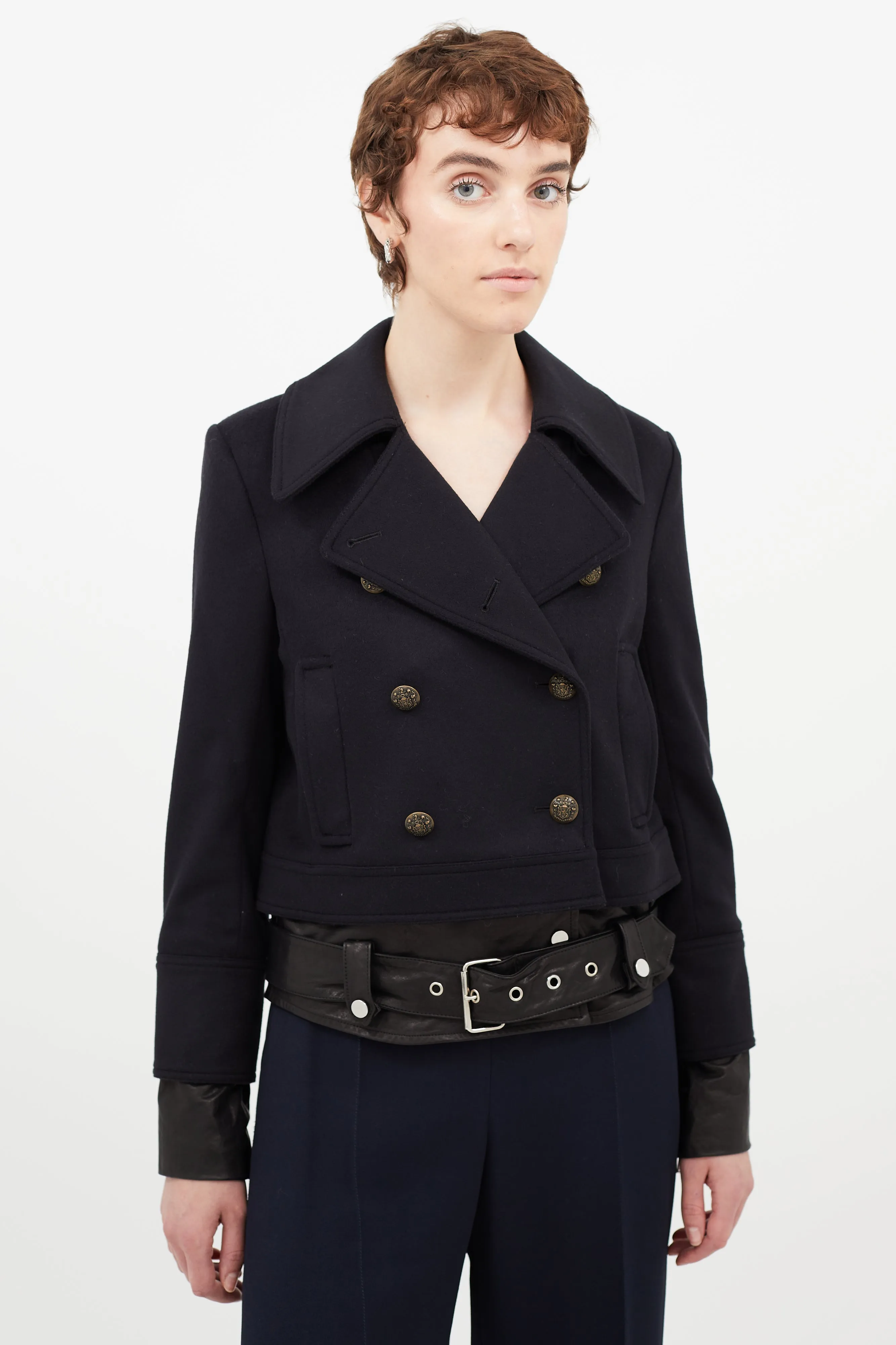 Navy & Black Wool Leather Jacket