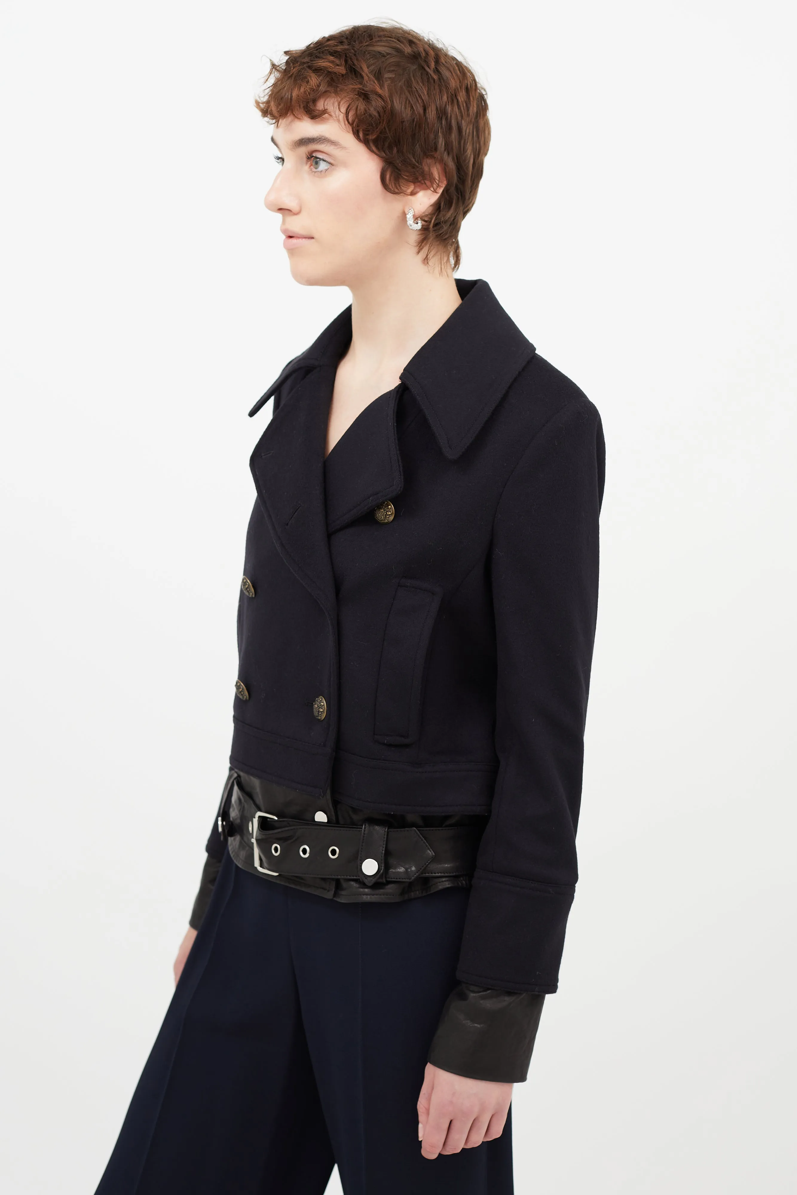 Navy & Black Wool Leather Jacket