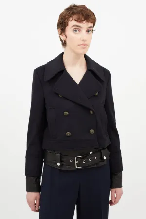 Navy & Black Wool Leather Jacket