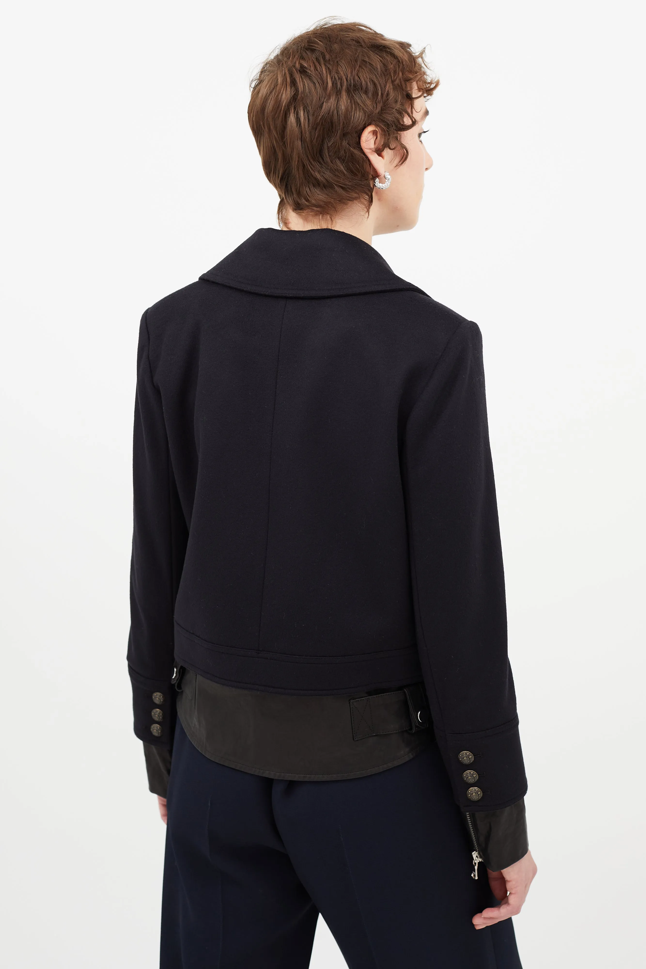 Navy & Black Wool Leather Jacket