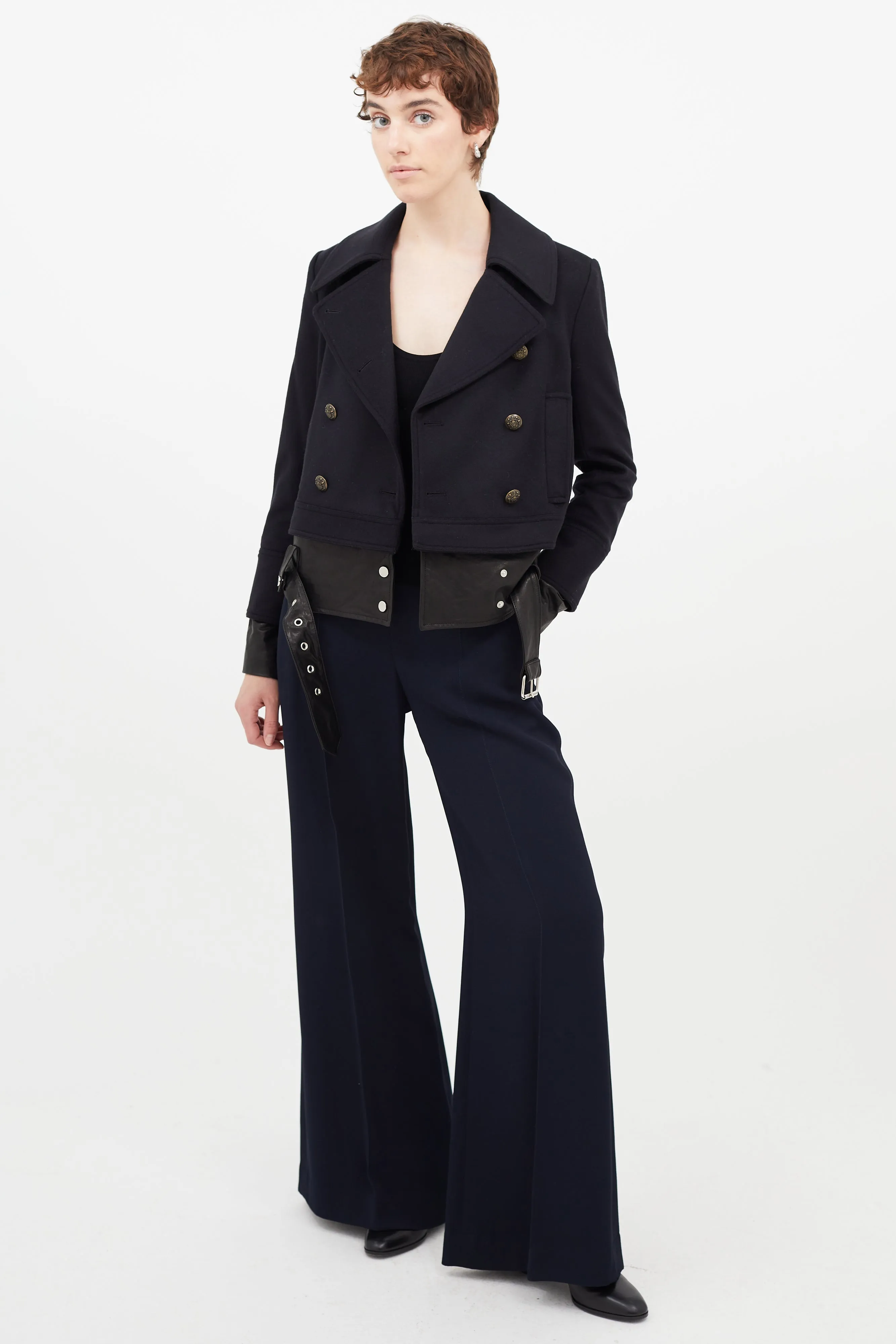 Navy & Black Wool Leather Jacket