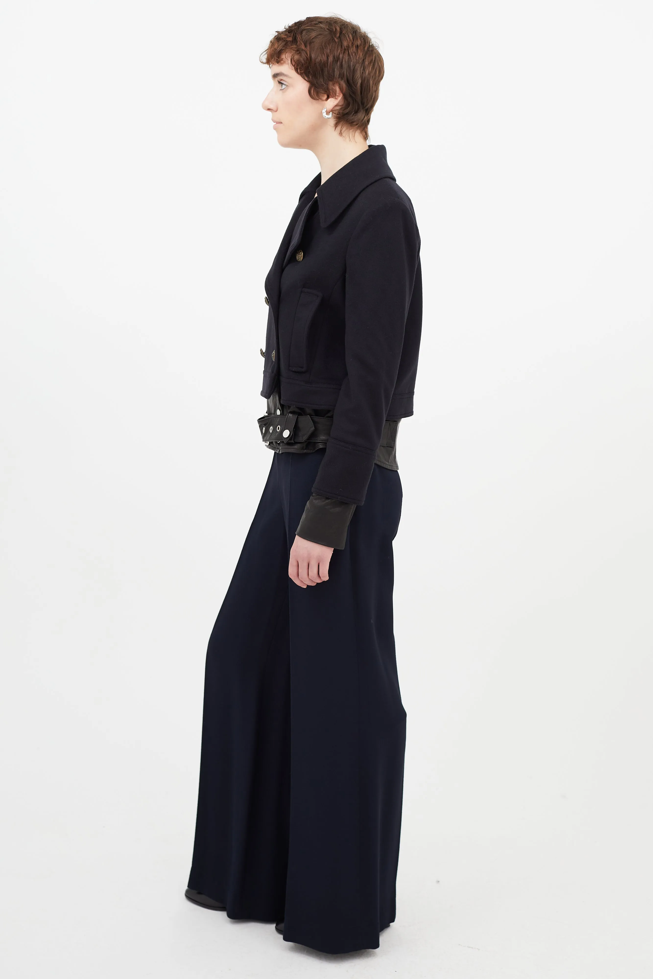 Navy & Black Wool Leather Jacket