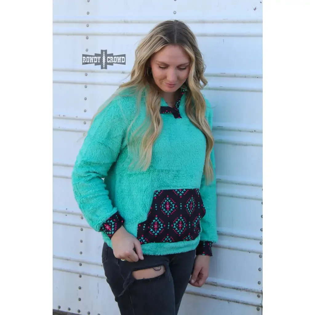 Pagosa Springs Turquoise Sherpa Pullover