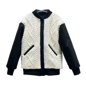 Pre Order:  Contrast Spliced Knitted Wool Jacket