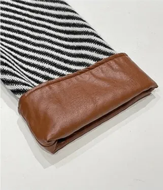 Pre Order:  Vegan Leather Edging Stripes Shawl Jacket - @theestylishp