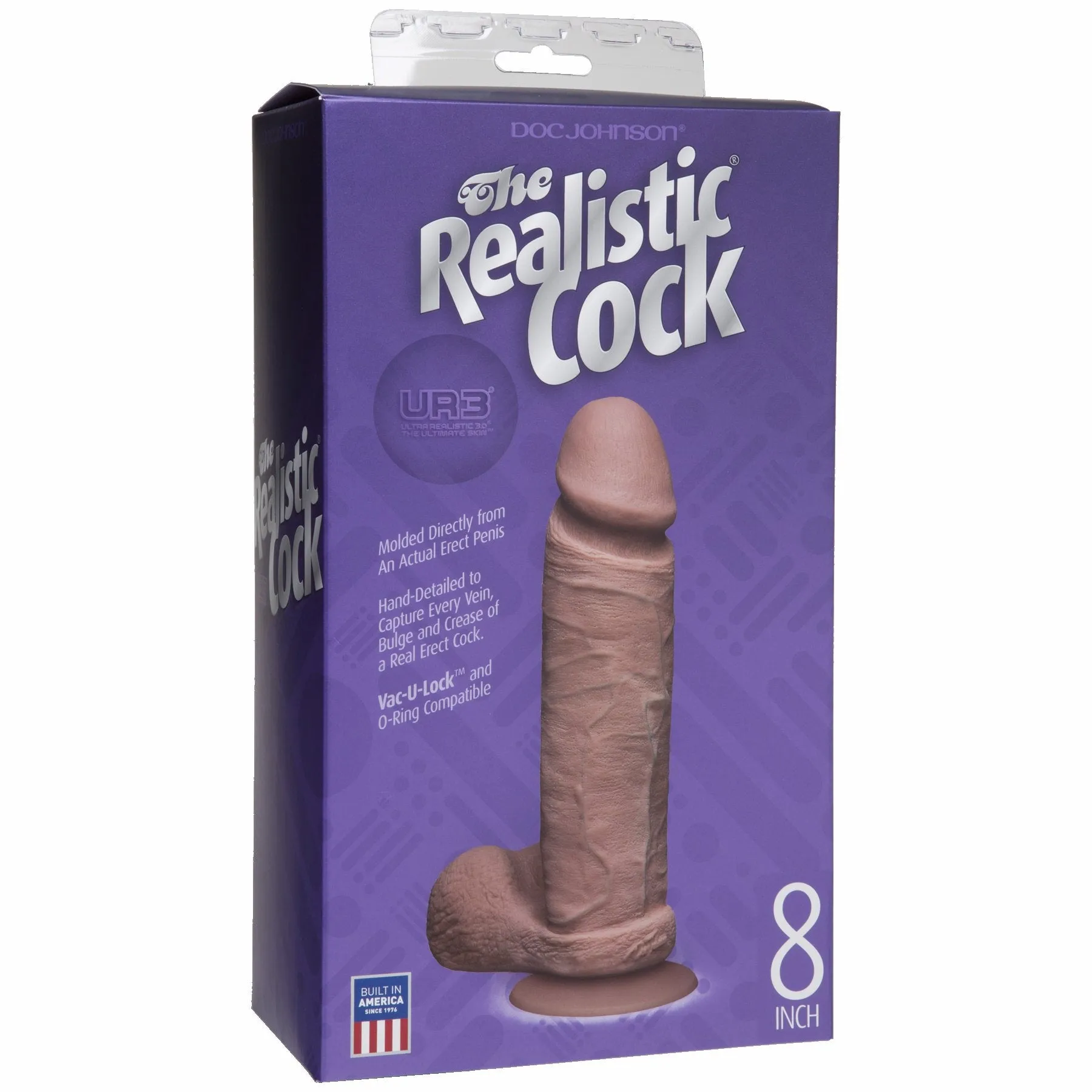 Realistic Cock Ultraskyn Brown 8in